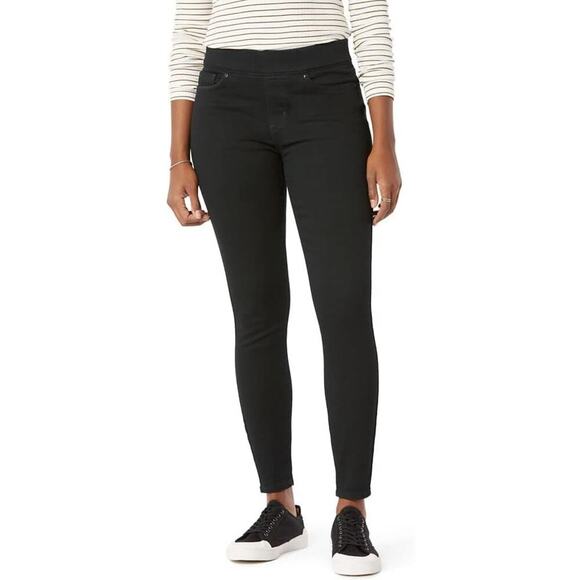 Signature Gold Levi Strauss Totally Shaping Pull On Skinny Black Womens 14 Short - Picture 1 of 11